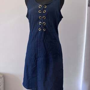 New Look Indigo Lace Up Front Denim Dress